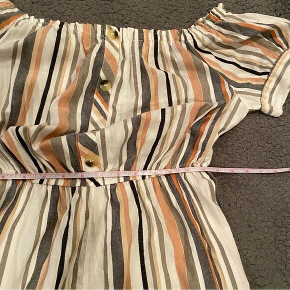 Hint Of Blush Striped Romper Jumpsuit Size Large Wide Leg Cropped - Picture 11 of 11